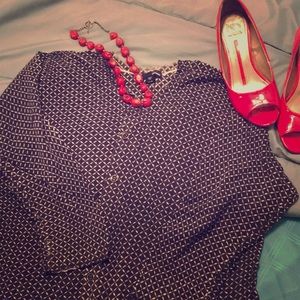 Navy and white print cardigan